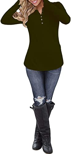 Image of Women's Regular Fit Pure Cotton Top - Elegant V-Neck with Mandarin Collar, Button-Front Design, Full Sleeves, Soft & Breathable Fabric for Stylish Casual Wear