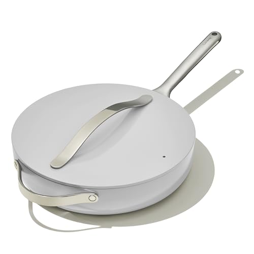 Caraway Nonstick Ceramic Sauté Pan with Lid (4.5 qt, 11.8") - Non Toxic, PTFE & PFOA Free - Oven Safe & Compatible with All Stovetops (Gas, Electric & Induction) - Gray