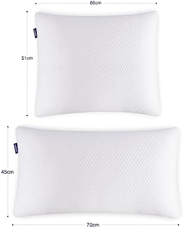 Molblly Sleeping Pillows,Shredded Memory Foam Pillow,Best Orthopedic Sleeping Pillow Non-allergenic & Anti dust mite,Soft Hotel Quality Pillows,Standard Size(2 Pack, 70 x 45 cm)