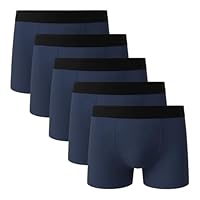 Kit 5 Cuecas Boxer Basic Lisa 100% Algodão Masculina Sortida (BR, Alfa, P, Regular, Azul Marinho)