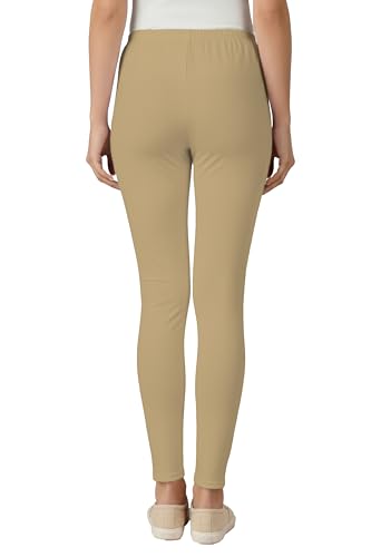 Image of Women's Cotton Lycra Ankle Length Leggings | Regular Rise, Soft 4 Way Stretch Fabric | Casual & Ethnic Wear