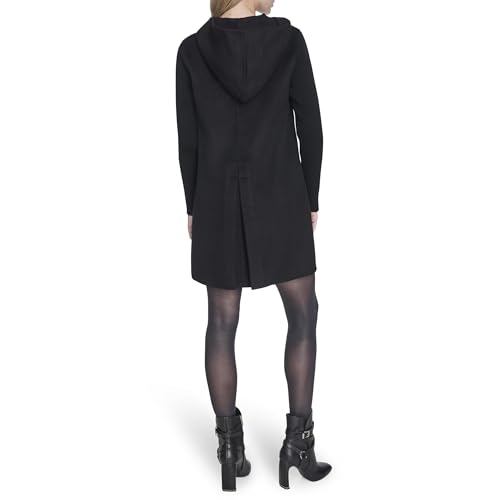 Image of Kenneth Cole Women's Hooded Double Face Wool With Hidden Snap Closure and Rib Knit Sleeve Coat