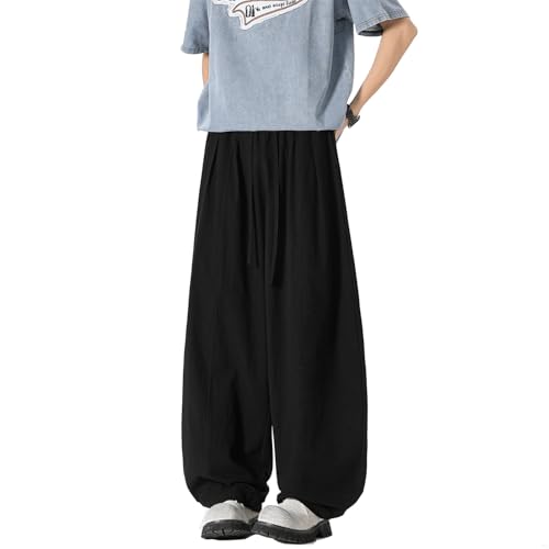 Seidarise Men's Linen Pant Japanese Hip Hop Sweatpants Harem Pants Sports Harem Baggy Wide Leg Cotton