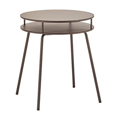 Mdesign Steel Round Modern Industrial Side Table With Storage Shelf - 2-Tier Metal End Table, Nightstand - Accent Furniture For Living Room, Bedroom, Office, Dorm Room - Citi Collection - Bronze #TOP4