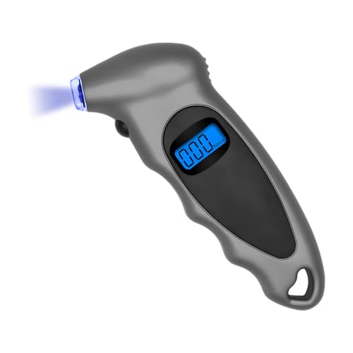 Image of KVAEY Digital Tire Pressure Gauge, 150 PSI 4 Settings Accurate Tire Gauge with Non-Slip Grip, Backlight LCD Tire Pressure Gauge Reader Checker Tool for Car Truck Bicycle Motorcycle (Gray)