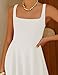 ZESICA Women's Summer Sleeveless Midi Dress 2026 Square Neck Elegant Flowy Wedding Guest Cocktail Party Long Dresses White Medium