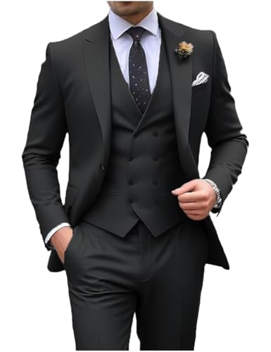 Elegant Suit for Men Wedding 3 Piece Slim Fit Double Breasted Suit Men Regular Fit Business Dinner
