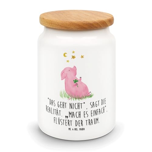 Mr. & Mrs. Panda behälter Schwein Glück - Geschenk, Lustige Sprüche, Glücksbringer, Kaffeedose, Dose, Sterne, gebäckdose, Vorratsdose, Keksdose, Teedose, Schweinchen, Ziele, Motivation