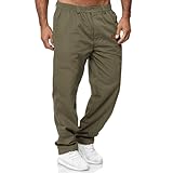 Mens Casual Jogger Pants Elastic Chino Pants Classic Fit Lightweight Comfy Hiking Cargo Pants Army Green M
