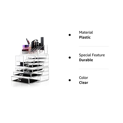 Felicite Home Acrylic Jewelry And Cosmetic Storage Makeup Organizer Set,1 Top 8 Drawers, 3 Piece Set #TOP7