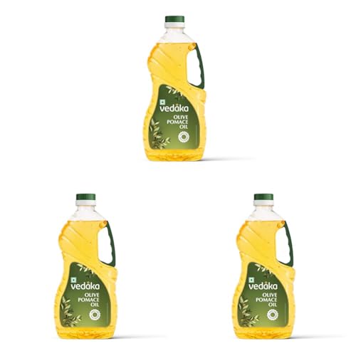 Image of Amazon Brand - Vedaka Olive Pomace Oil | 2L | Ideal for Frying, Roasting & Baking | Cooking Oil for Daily Use (Pack of 3)
