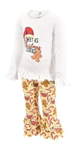 Image of Unique Baby 2 Piece Girls Double Ruffle Leggings and Long Sleeve Shirt Clothes Set Kid and Toddler Girl Outfit