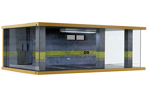 Image of 1 /24 Scale Die-cast Car Garage Display Case with Clear Acrylic Cover and LED Lighting for 3 Parking Space D5 Style (1 /24-3PD5)