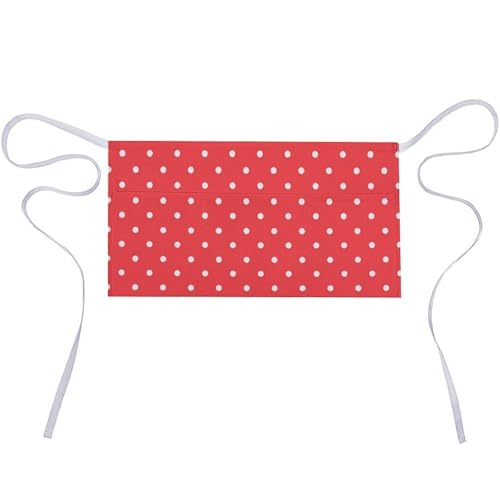 Tablier court imperméable rouge à pois blancs avec trois poches de cuisine