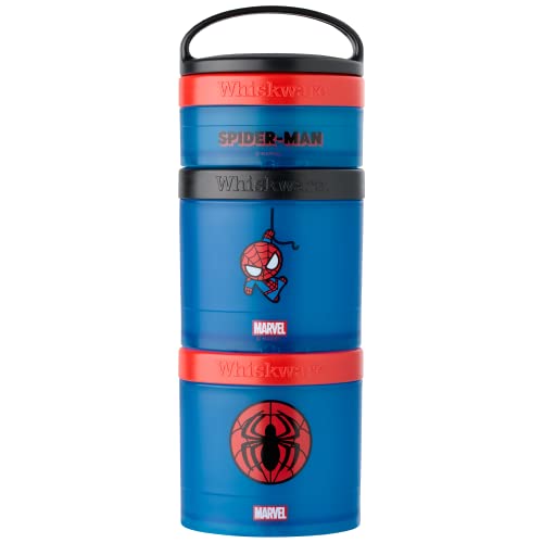Image of Whiskware Marvel Stackable Snack Containers for Babies, Kids, and Toddlers, 3 Stackable Snack Cups for School or Travel, Formula Friendly, Cupholder Friendly, Spider-Man