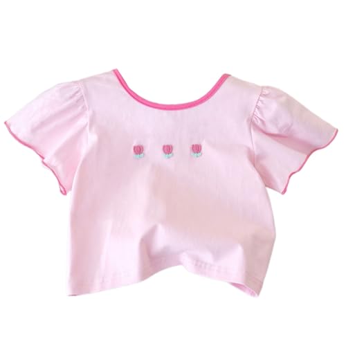 Elegante camiseta elástica para niñas, de poliéster de secado rápido, ropa activa para exteriores, lavable a máquina, camisa ligera para niños, D, 110 cm
