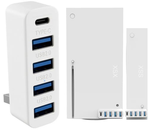 5 Ports USB Hub für Xbox Series X/S, High Speed USB Hub Splitter Erweiterungsadapter für Xbox Series S/X Zubehör, mit 4 USB 2.0 Port + 1 Typ C Port (weiß) (weiß) 5 Ports USB Hub für Xbox Series X/S, High Speed USB Hub Splitter Erweiterungsadapter für Xbox Series S/X Zubehör, mit 4 USB 2.0 Port + 1 Typ C Port (weiß) (weiß)