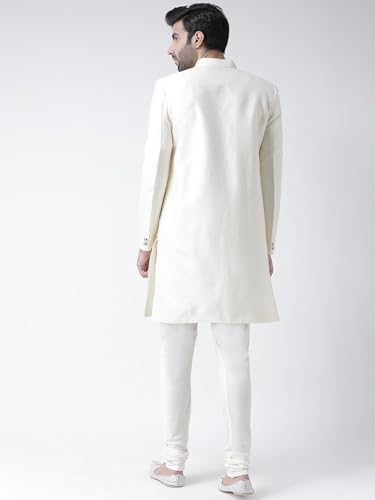 Image of Kisah Men's Silk Blend Textured Sherwani Set Regular Fit | Wedding, Festive & Occasion Wear