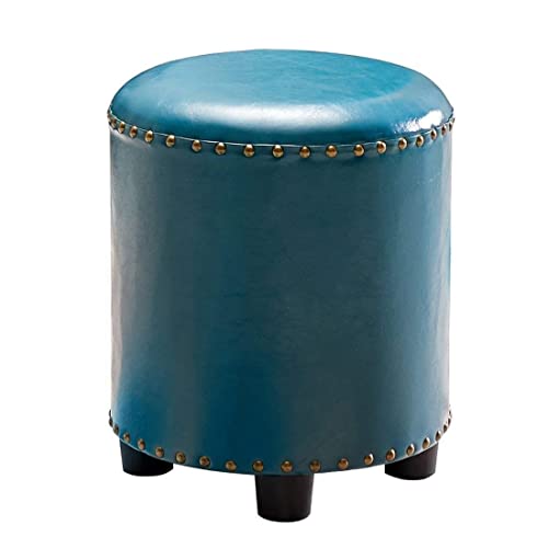 Taburete de maquillaje azul en madera maciza para dormitorio 2
