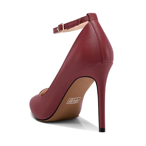 Castamere Womens Ankle Strap Pumps Pointed Toe Slip-on High Heels 10CM Heels4