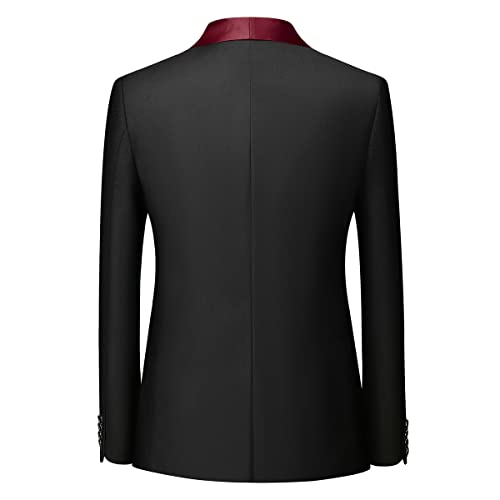 Men's 3 Piece Tuxedo Suit One Button Jacket Suits for Men Slim Fit for Wedding Prom Blazer Vest Pants Red3