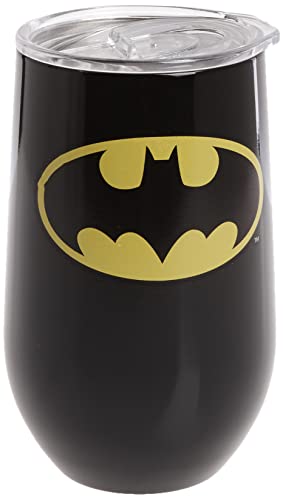 Image of Spoontiques 16951 Batman Logo Stainless Tumbler, One Size, Black