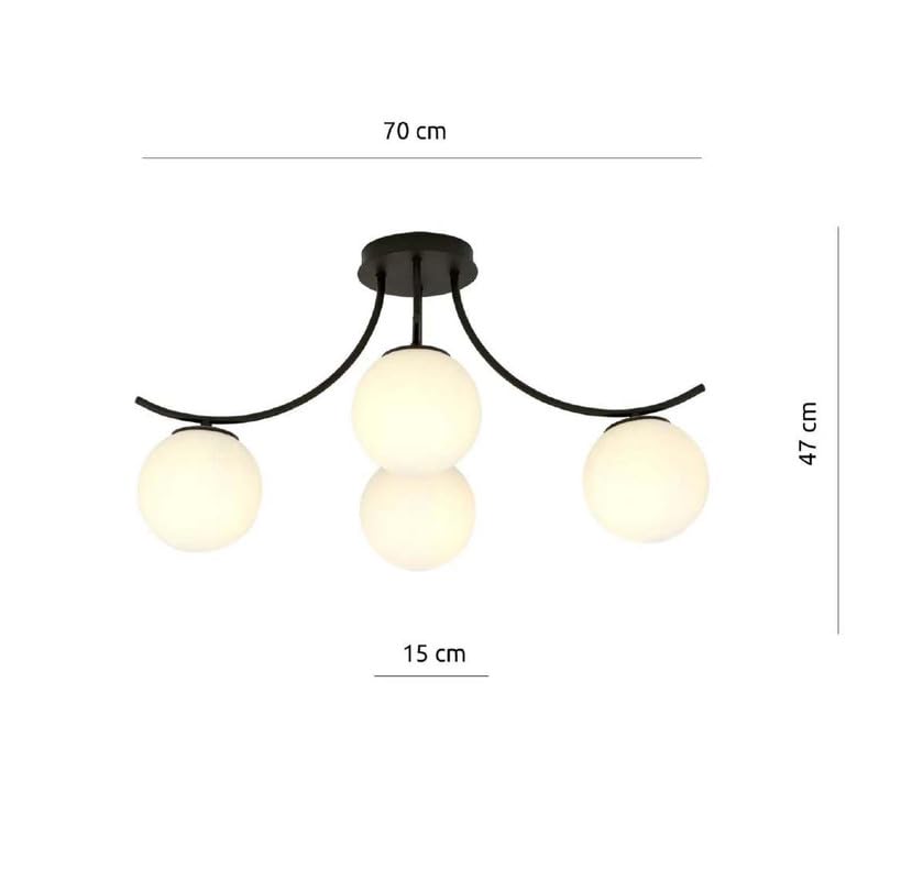 Image of Chandni Decor Ceiling lamp, Black /Opal, 4-Bulb and (Pack of 1)