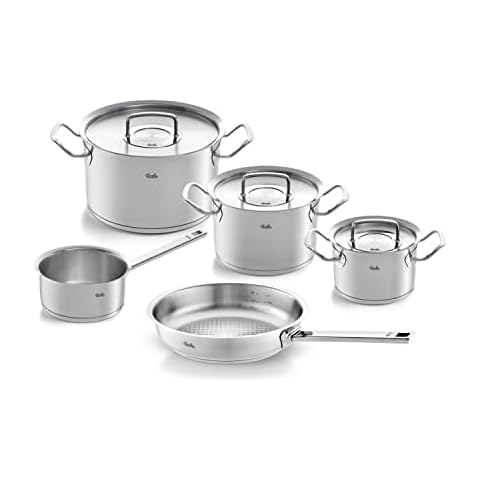 Fissler Original-Profi Collection / Edelstahl-Kochtopfset, 5-teilig, Topf mit Metall-Deckel Cover