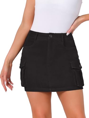 Allegra K Cargo Mini Skirt for Women's Casual Y2K Cotton Skirts with Pockets