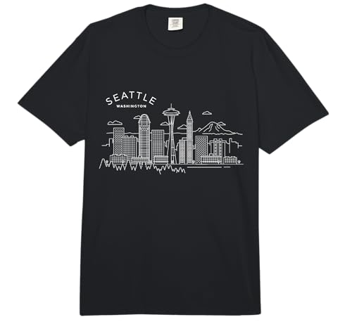 Seattle Skyline Vintage Seattle Washington Comfort Colors Adult Heavyweight T-Shirt