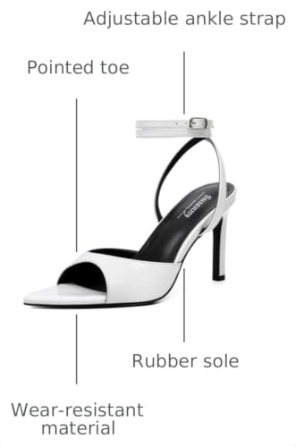 Image of Susanny High Heels for Women Pointed Open Toe Strappy Chunky Block Heels Ankle Strap Stiletto Kitten Heeled Sandals Wedding Bridal Party Prom Sexy Dress Shoes