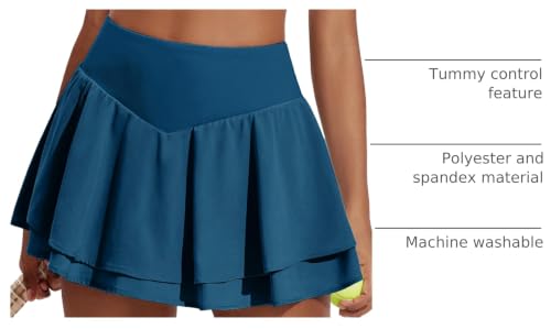 Image of PINSPARK Womens Tennis Skirt Pleated High Waisted Golf Skort with 3 Pockets