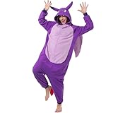XLKZZ Purple Dragon Onesie Unisex Adult Animal Pajamas Costume Cartoon Cosplay One Piece Sleepwear for Women Men Christmas Halloween L