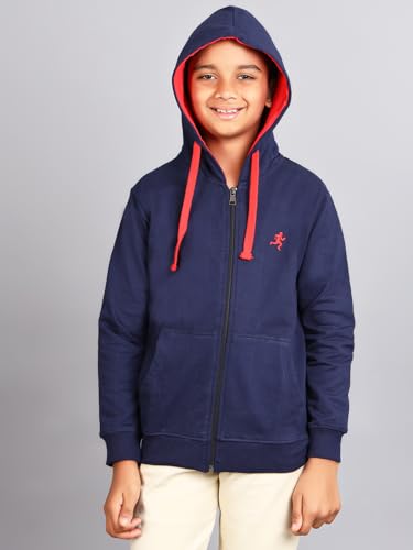 Image of ZION Hoodies for Boys - Cotton Hoodies Sweatshirt with Zipper | Solid & Regular Fit with Embroidery | Long Sleeve | for Every Occasion | Multiple Sizes & Colors (Pack of 1)
