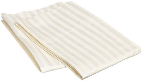 Queen Size 2-PCs Pillow Cases Hotel Luxury Soft 550-TC Egyptian Cotton - Luxury Pillow Case Queen Size (20x30) Silky Soft (Stripe, Ivory)