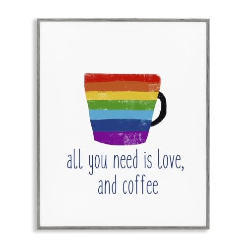 Love & Coffee Rainbow Morning Latte, 16 x 20 Inch Framed Giclée Print