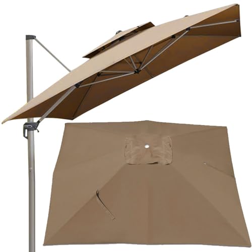 OUKEJNM 10 X 10ft Patio Umbrella Replacement Canopy Square Cantilever 2-Tier Top Cover Outdoor Market Umbrella