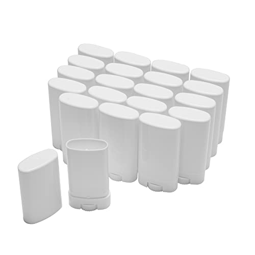 Xiboya textile Empty Oval Deodorant Lip Lipstick Balm Tubes Containers Plastic (20-Pack) (15ml white)