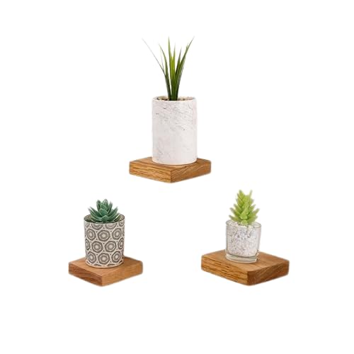 Fox & Grain Small Solid Oak Floating Shelf, Wall-Mounted, Pack of 7