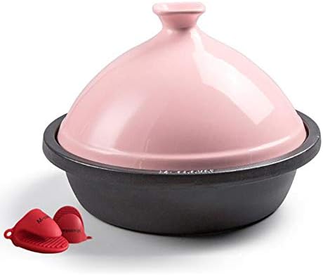 Original Moroccan Tagines, Enameled Tagine Pot Cast Iron Hand Made 100% Lead Free Safe,Pink