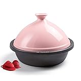 Original Moroccan Tagines, Enameled Tagine Pot Cast Iron Hand Made 100% Lead Free Safe,Pink