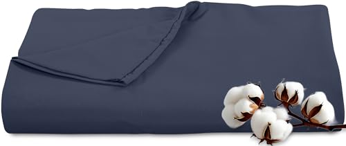 Image of Royale Linens 300 Thread Count 100% Long Staple Combed Cotton Flat Sheet - Super Soft - Top Sheets - Twin Flat Sheet Sold Separately - Breathable, Cool & Crisp Percale Sheets Only (Twin, Navy)