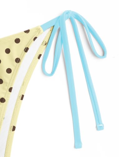Image of ZAFUL Women's Polka Dot Bikini Set Double Layer Halter Swimsuit Colorblock Side Tie 2 Piece Bathing Suit