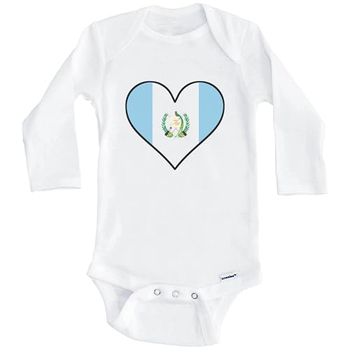 Really Awesome Shirts Guatemalan Flag Baby Bodysuit - Cute Guatemalan Flag Heart - Guatemala Baby Bodysuit (Long Sleeve)