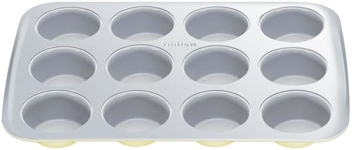 Ymiton Nonstick Ceramic 12 Cup Muffin Pan Cupcake Pan for Baking Non-Toxic Muffin tin Ceramic Coating PTFE & PFOA Free Oven Safe 550F Aluminized Steel (Yellow)