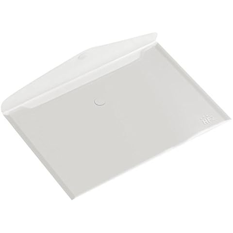 HF2 Wallet Folder (Pack of 10) | A5 Size | Envelope Document Folder with Hook & Loop Closure | Clear & Transparent | for Home & Offices | Landscape Document Organizer & Holder, Clear/White, 190461 Cover