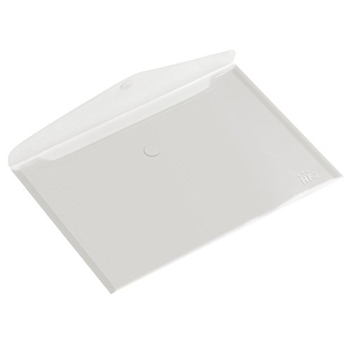 HF2 190461-Carpetas sobres A5 (Pack de 10) en PP translúcido para documentos, con cierre de velcro, diseño horizontal - Blanco Cover