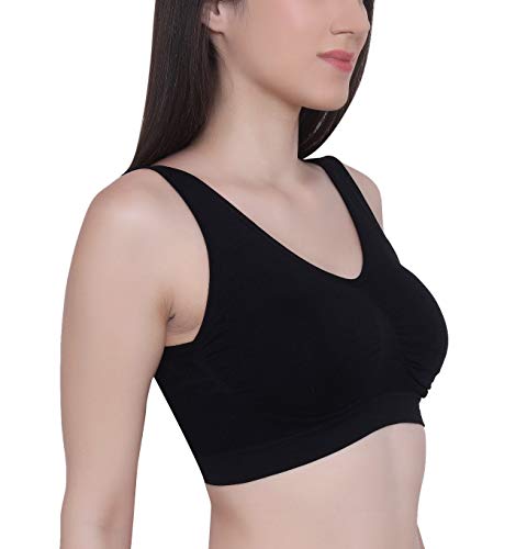 Image of GLAMORAS Women Nylon Elastane Lightly Padded Non Wired U Back Sports Bra | Seamless Stretchy Low Impact Yoga Workout Bra with Removable Pads - Size- Small to 4XL