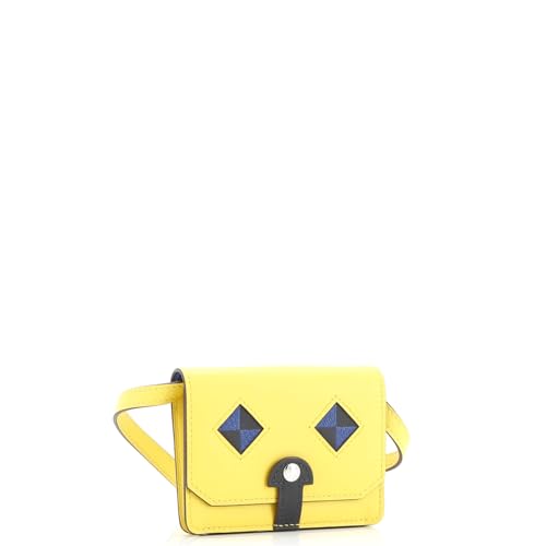 Pre-Loved Chien Card Holder with Strap Swift and Chevre Mysore, Jaune de Naples2