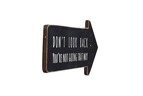 Creative Co-Op Wooden Arrow Shape Don't Look Back You're Not Going That Way Wall Sign, Gray #TOP5